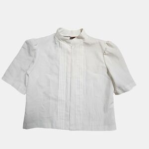 Vintage La Bene Puff Sleeve Blouse Top Pleats Mock Neck L Retro Office‎ Siren